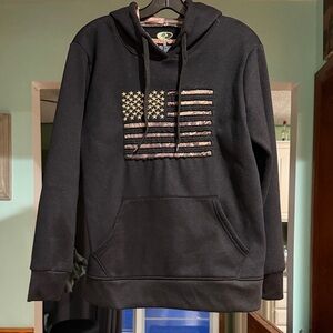 Mossy Oak Black Hoodie with Flag Design